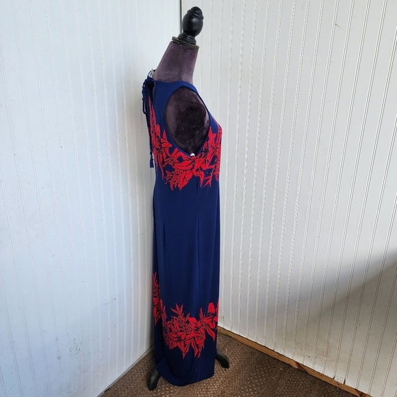 Tommy Bahama Flower Of Pisa Maxi Dress Island Navy Blue Red Stretch Sleveless M - Picture 4 of 16